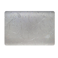Set de table rectangulaire arrondi en PVC RNPT, motif mosaïque polygonale argentée, effet coquillage irisé, résistant à l'huile, pour salle à manger moderne