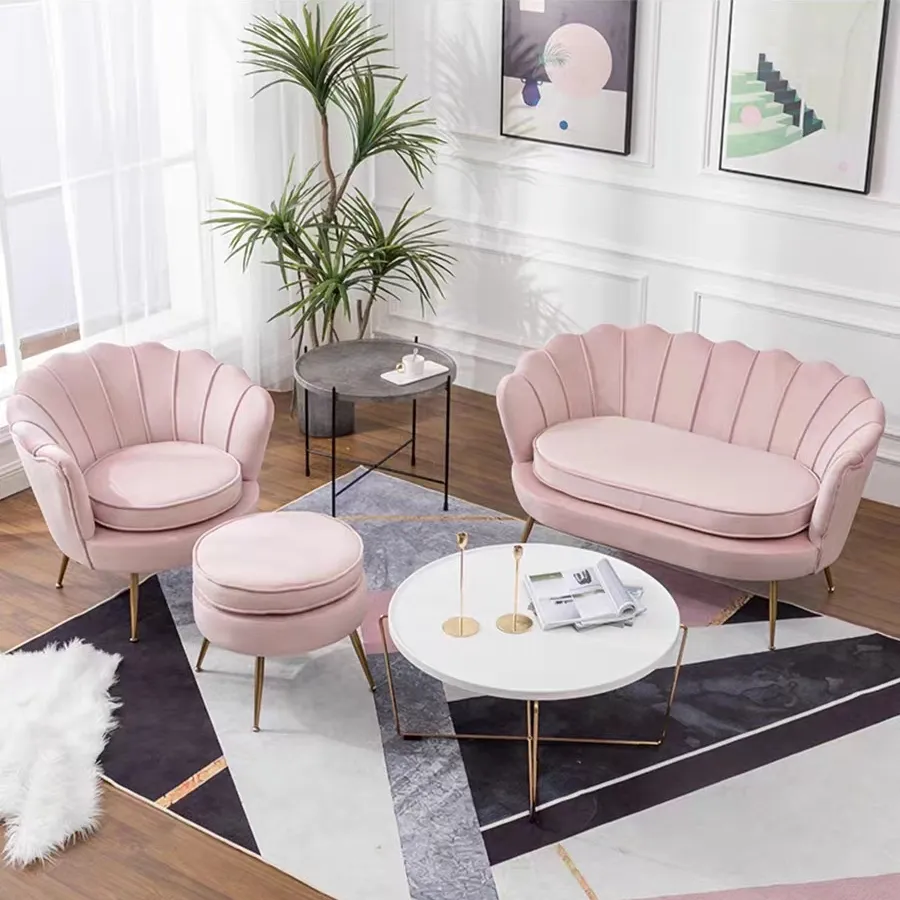 Modern Velvet Luxury Chaise Leisure Shell Sofa Lounge Modern Arm Sofa Chair Living Room Chair