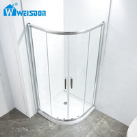Cabine de douche en aluminium Weisdon OEM ODM avec porte coulissante double en verre trempé encadré et plateau en chrome