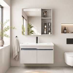 WJL Nuovo Arrivo Mobile <span class=keywords><strong>Bagno</strong></span> in <span class=keywords><strong>Acciaio</strong></span> Inossidabile con Lavabo Integrato e Specchio Ingranditore a Parete - Vanità da <span class=keywords><strong>Bagno</strong></span> - Product Image 1