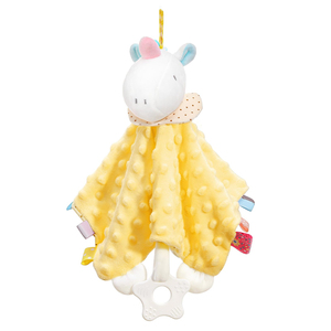Doudou de sécurité pour bébé avec anneau de dentition, couverture de confort en peluche douce Minky, jouet sensoriel pour nouveau-né, cadeau pour nourrisson, motif animal - Product Image 3
