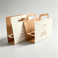 Boîte personnalisée en carton ondulé biodégradable avec poignée en papier kraft découpée, impression dorée pour café, thé, jus et cadeaux