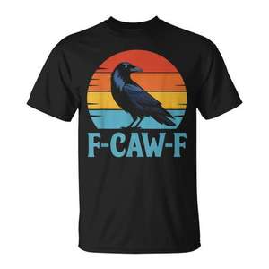 Camiseta Retro F-Caw-F Black Bird Crow para amantes de las cuervas, diseño vintage - Product Image 1
