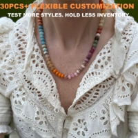 Collier en pierre naturelle coloré personnalisé style automne, pendentif fleur plaqué or terreux, bijoux perlés en pierres précieuses pour boutiques