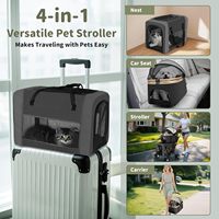 Poussette double pour chien en tissu Oxford écologique, pliable, pour petits et moyens animaux, avec paniers amovibles et 4 roues verrouillables pour une sécurité accrue