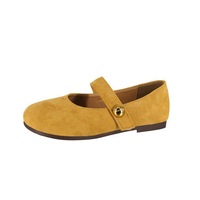 Sepatu Loafer Wanita J R Musim Semi/Panas 2025, Gaya Retro Sastra, Sol Datar, Bahan PU, Midsole Karet, Model Slip-On, Tren Fashion