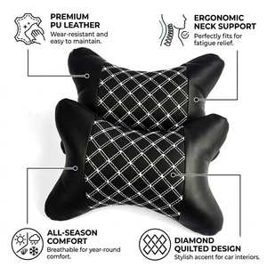 Apoios de Cabeça para Carro, Almofadas para Pescoço, Almofadas Internas para Quatro Estações, Acessórios Automotivos em PU, Suporte Lateral para Pescoço e Apoio para Dormir de Lado - Product Image 2