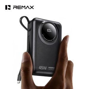 Batterie externe REMAX FP-02 20000mAh, charge rapide 45W, chargeur portable, batterie externe avec câbles intégrés et écran numérique - Product Image 1