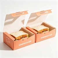 Boîte à sandwich personnalisée en gros, imprimée, de qualité alimentaire, emballage en papier à emporter pour boulangerie, pâtisserie, beignets et pain