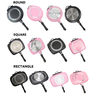 耐用压铸铝金属烧烤煎锅不粘燃气感应炊具多轮双面烤锅 - Product Image 4