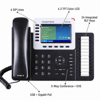 Telefono IP Aziendale Grandstream GXP2160 a 6 Linee, Display LCD a Colori da 4,3 Pollici, Tasti a Due Colori, 24 BLF, Conferenza a 5 Vie, Gigabit PoE VoIP