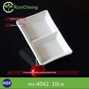 طبق تقديم مستطيل الشكل من الميلامين بقسمين بلون موحد بتصميم ياباني وكوري جنوبي مناسب للطعام للفنادق وتقديم الصلصات - Product Image 2