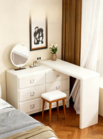 Table de maquillage et coiffeuse en fer noir pour chambre à coucher, avec tiroirs intégrés, style rétro crème, meuble de rangement d'angle