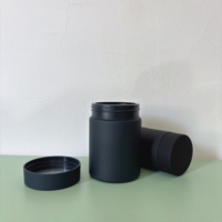 Pot en plastique HDPE noir cylindrique de 6 oz et 8 oz, à toucher doux, hermétique, de qualité alimentaire, pour protéines en poudre, avec cuillère doseuse et couvercle anti-fuite