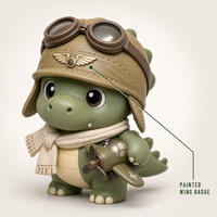 Figurine d'action en PVC personnalisée, style aviateur dinosaure chibi, peinte à la main, modèle de jouet artistique de collection, boîte mystère, pas en stock