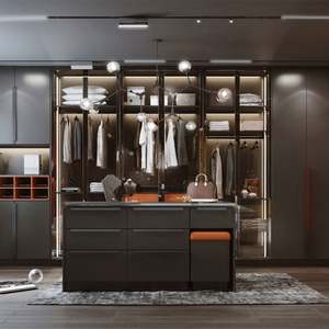 SANTOPOVA Dressing moderne sur mesure en forme de U en bois mélaminé avec armoire à chaussures - Product Image 1