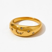 Fashion Minimalist Engraved Moon Star Passt Eternity Band Ringe 18 Karat vergoldete Edelstahl ringe für Damen schmuck an