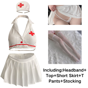 Conjunto de 5 Piezas de Lencería Sexy para Fiesta, <span class=keywords><strong>Disfraz</strong></span> de <span class=keywords><strong>Enfermera</strong></span> Traviesa, Uniforme JK, <span class=keywords><strong>Disfraz</strong></span> de Carnaval, Accesorio para Mujer - Product Image 2