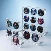 Support de Présentation pour Figurines Anime 75mm avec Autocollants Étoiles Anime, Boîte de Rangement en Acrylique à Grille, Organisateur