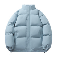 Manteau matelassé épais en polyester terylène à col montant pour homme, hiver 2026, fermeture éclair, non repassable, pour couples, couleur unie