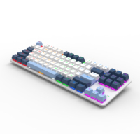 Keyboard Mekanikal kabel 87 kunci, dengan lampu latar LED untuk Gaming PC & Laptop