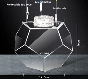 ตู้ปลาอะคริลิค LED หลายเหลี่ยม, โต๊ะทํางานขนาดเล็กโปร่งใส, ห้องนั่งเล่นตู้ปลาทองแนวนอนขนาดเล็ก - Product Image 2