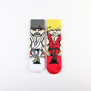 WZ86 Chaussettes à la mode décontractées inspirées de l'anime pour hommes Street Fighter Byrong <span class=keywords><strong>Ken</strong></span> Chunli Design mi-long pour l'été - Product Image 3