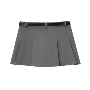 TAOP&ZA 2025 Nouvelle Collection Automne – <span class=keywords><strong>Jupe</strong></span> Culotte Plissée à <span class=keywords><strong>Carreaux</strong></span> Grise Taille Mi-Haute avec Ceinture Élégante pour Femme 3046047 - Product Image 2
