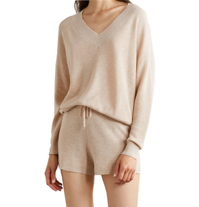 Completo Due Pezzi da Donna: Maglione Corto Lavorato a Maglia e Pantaloni Larghi Tinta Unita, Stile Casual <span class=keywords><strong>Moda</strong></span> Roupas Femininas - Product Image 1