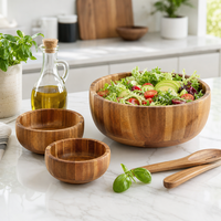 Bol en bois d'acacia massif empilable et écologique, rond, pour servir des fruits et des salades, idéal pour les restaurants et la maison