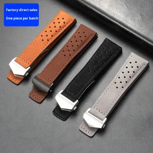 Bracelet de montre en daim vintage Lionorm avec fermoir déployant 20mm 22mm 24mm, bracelets de montre en cuir pour <span class=keywords><strong>TAG</strong></span>-Heuer <span class=keywords><strong>Carrera</strong></span>, respirant et luxueux - Product Image 6