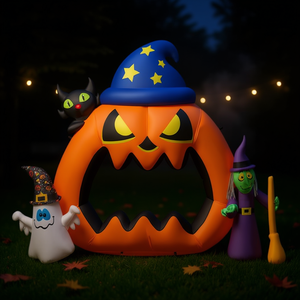 Decorazione gonfiabile di Halloween a forma di zucca da esterno, 2,1 m, in tessuto, unisex - Product Image 2