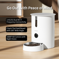 Caméra d'alimentation intelligente Petwant OEM 2.8L Tuya APP Control Auto Small Animals Cat Feeder avec bols et mangeoires en acier inoxydable