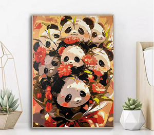 Kit de <span class=keywords><strong>Peinture</strong></span> Numérique Moderne DIY sur Toile Écologique, Motif Animalier <span class=keywords><strong>Panda</strong></span> Adorable, pour Art Mural Fait Main - Product Image 2
