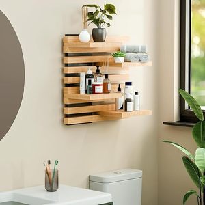 2025 Mô Hình Mới Thân Thiện Với Môi Gỗ Hiện Đại Nhà Tổ Chức Kệ Thiết Lập Cho Thực Phẩm Lưu Trữ Treo Tường Trong Phòng Tắm Và Phòng Khách - Product Image 3