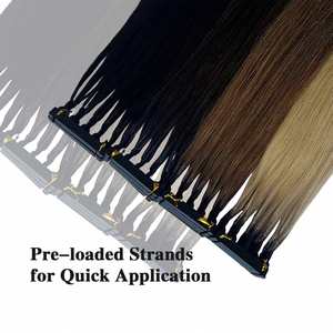 Extensions de cheveux 6D en cheveux humains naturels, 20 pouces, noirs, lisses, extensions rapides, 100% cheveux humains Remy, extensions de cheveux 6D - Product Image 3