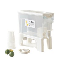 Récipient pour eau froide de la maison d'été, jus de fruits et citron, boisson, thé glacé, bouilloire de 3,5 L, support de stockage avec robinet