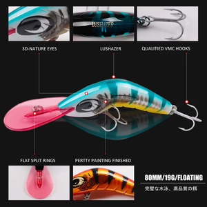 TGD Meilleure Leurre de Pêche Minnow Shrimp 80R, Appât 19g 80mm, Crankbait, Iscas Artificiais Para Pesca, Leurre pour Black-bass, Wobbler, Leurres Durs, <span class=keywords><strong>Crank</strong></span> - Product Image 2
