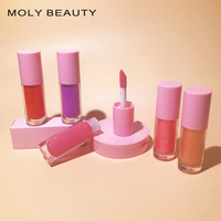 Gloss de labios de etiqueta privada, brillante, transparente, colores rosa, rojo, marrón, negro, base de labios a granel, venta al por mayor