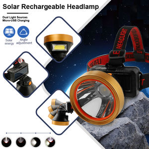 Lampe frontale <span class=keywords><strong>LED</strong></span> super lumineuse à charge <span class=keywords><strong>solaire</strong></span>, étanche IP65, rechargeable 90 °   Lampe frontale rotative pour la chasse - Product Image 2