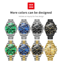 Montre homme personnalisée OEM 2926 avec logo, phase de lune, alliage de luxe, chiffres arabes lumineux, chronographe, quartz, étanche 3BAR