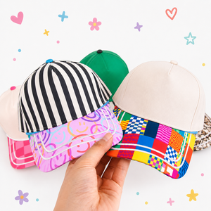 Casquette de baseball en coton à 5 panneaux bicolore avec visière color block et broderie de slogan – Vente en gros - Product Image 3