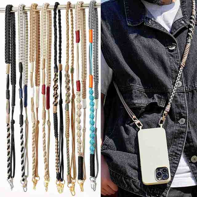Wholesale Adjustable Nylon Phone Lanyard Handmade Woven Premium Long Anti-Lost Strap Simple Fashion Crossbody Phone Strap