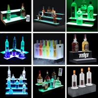 TERMEIN Présentoir à Liqueurs LED à 2 Niveaux, Support Lumineux en Acrylique pour Bouteilles, Idéal pour Bars, Boîtes de Nuit et Vente au Détail
