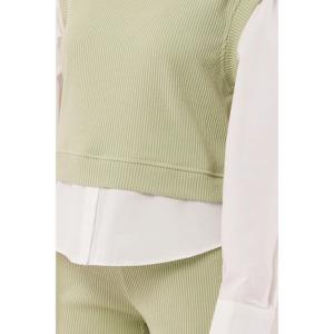 ชุดเสื้อสเวตเตอร์สองชิ้นสำหรับผู้หญิง เสื้อสีมิ้นท์ แขนเสื้อแบบยืด ขายส่ง - Product Image 1