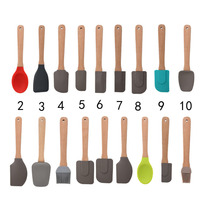 Ustensiles de cuisine en silicone de haute qualité, mini spatule de cuisson avec manche en bois, ustensiles de cuisine pour enfants