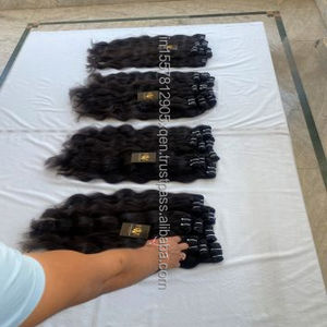 Vendedores de cabello lacio ondulado sin procesar, pelo humano de visón rizado brasileño, mechones de pelo negro natural - Product Image 1