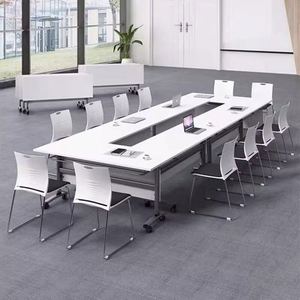 Ensemble de tables de conférence modulaires en bois pliables, <span class=keywords><strong>table</strong></span> de salle de <span class=keywords><strong>réunion</strong></span>, <span class=keywords><strong>table</strong></span> de formation - Product Image 3