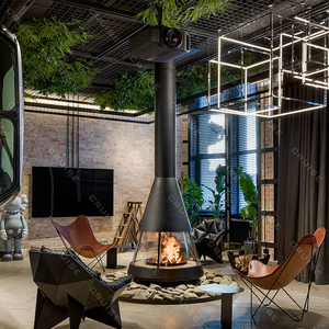 Caminetto a Gas Indipendente su Misura CRUISE con Vetro Centrale, Design <span class=keywords><strong>Moderno</strong></span> per Hotel, Riscaldamento Unico a Legna in Metallo. - Product Image 2
