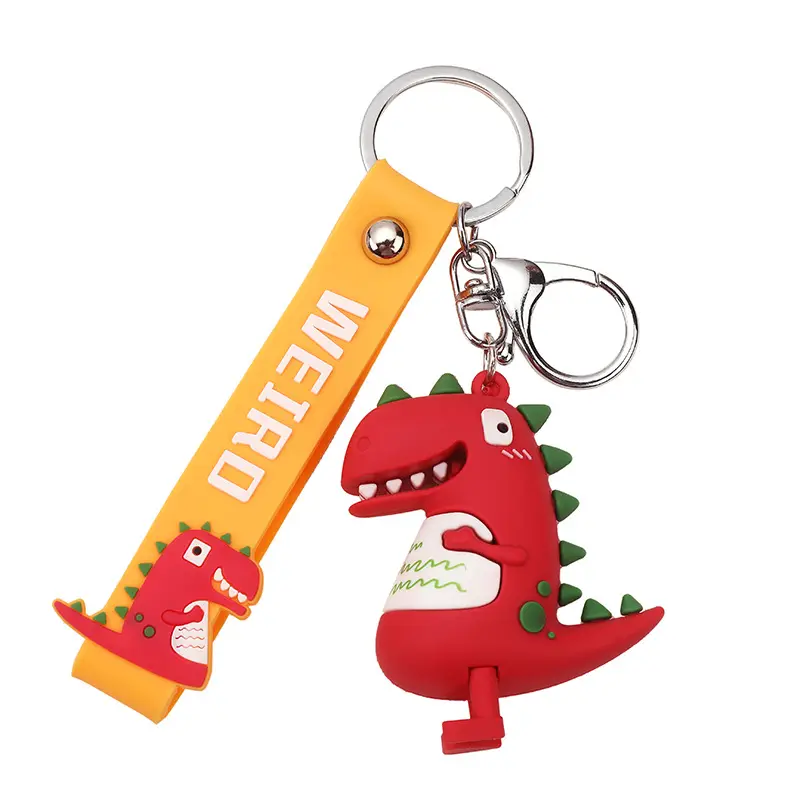 Funny PVC Key Chain Cartoon 3D Dinosaur Key Ring Soft Rubber Knapsack Backpack Keychain